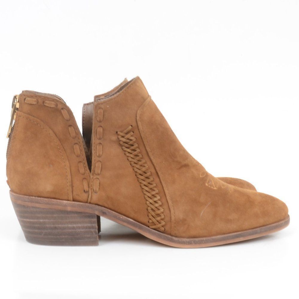 Vince Camuto Presita Leather Suede Western Block Heel Booties Women's 6.5